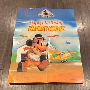 1988 vintage Mickey Mouse Birthday Party Posters lot of 2 2:11